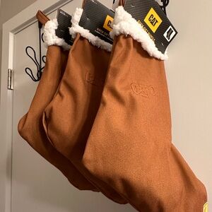CAT Brown Holiday Stocking Set-Set=1 Stocking w/ CAT themed items inside